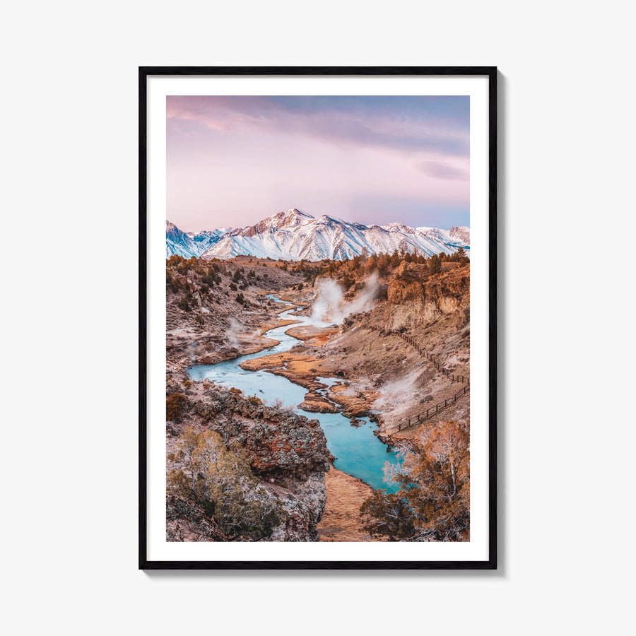 Mammoth Lakes colorful photo poster of California, USA – vertical wall art, unframed print shown in interior mockup