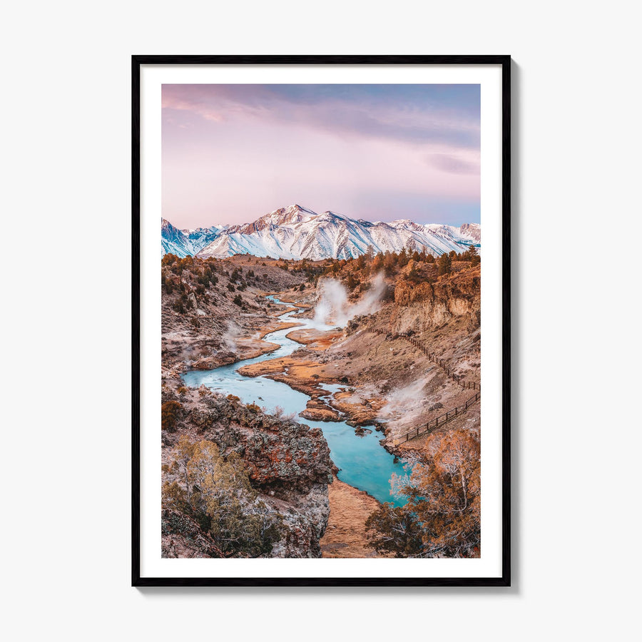 Mammoth Lakes Photo Poster, framed poster mockup, white border