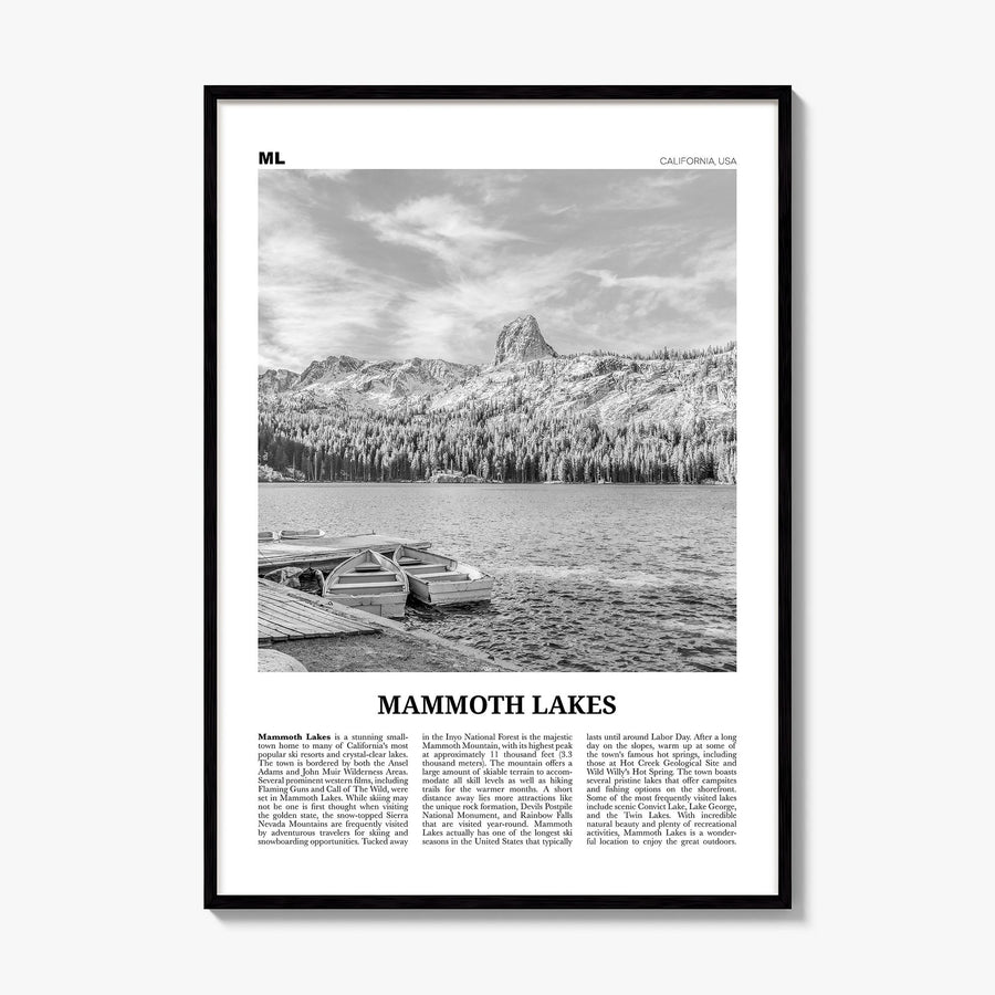 Mammoth Lakes Newspaper Poster, framed poster mockup