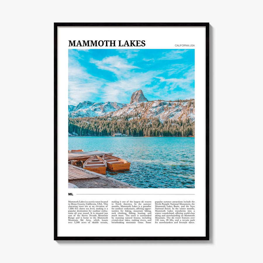 Mammoth Lakes Travel Poster, framed poster mockup