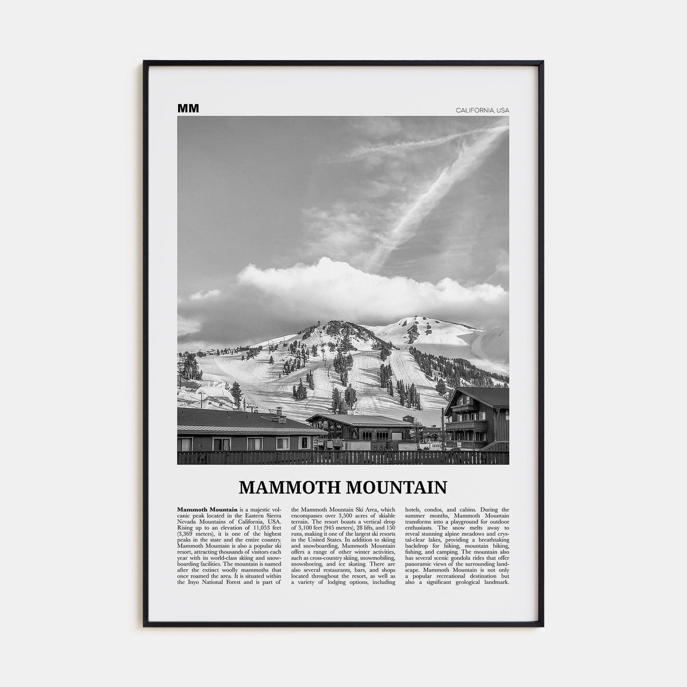 Mammoth Mountain Poster None / 8x12 in Nbourhood Travel B&W Poster