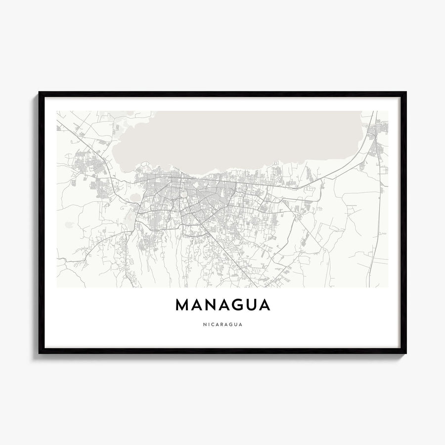 Managua Map Poster, framed poster mockup