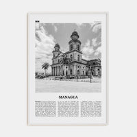 Managua Poster White Wood / 8x12 in Nbourhood Travel B&W Poster