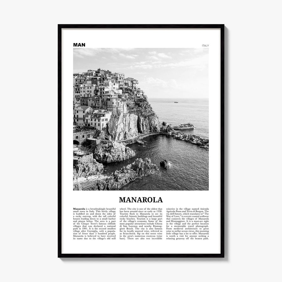 Manarola Newspaper Poster, framed poster mockup