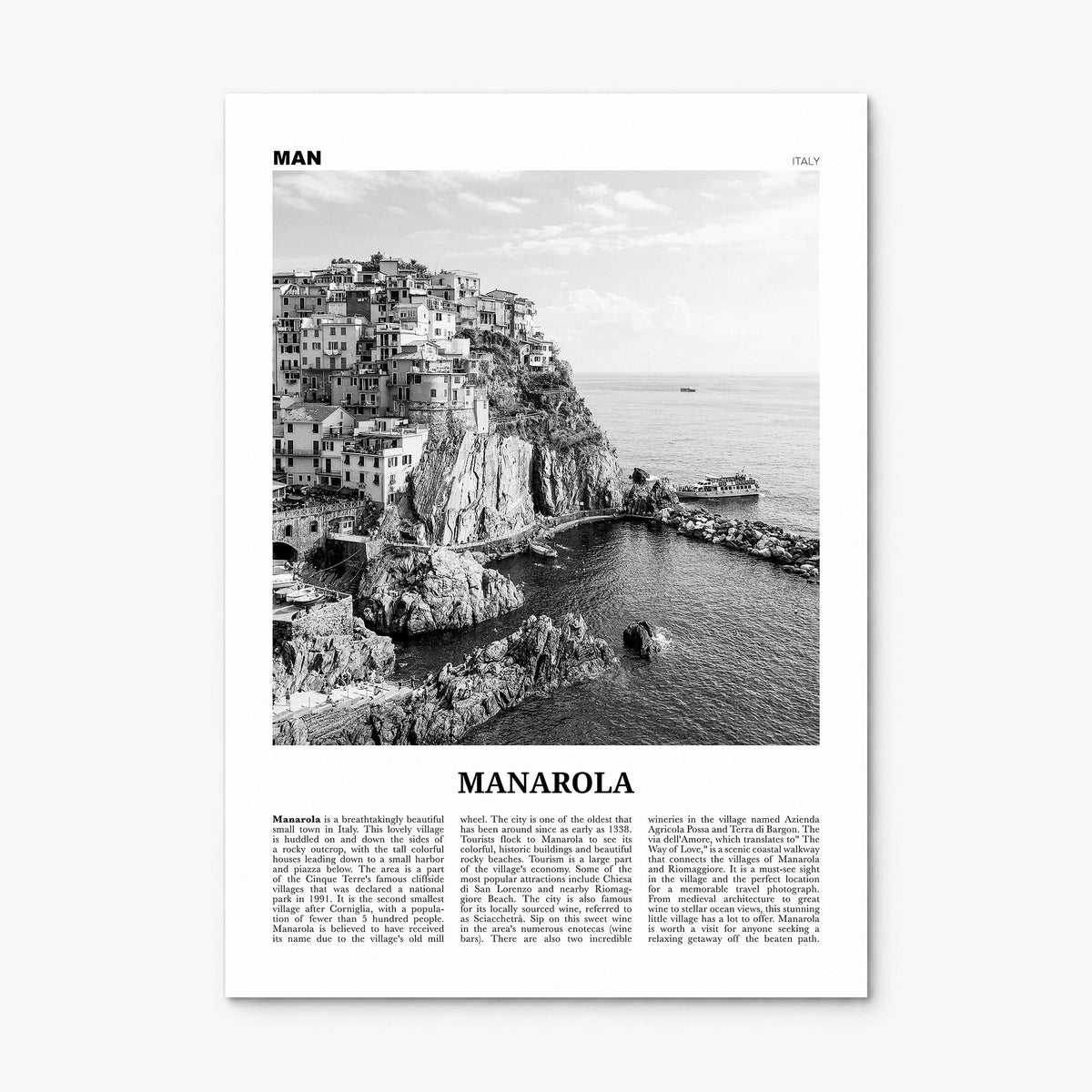 Manarola Newspaper Poster, print only (unframed)