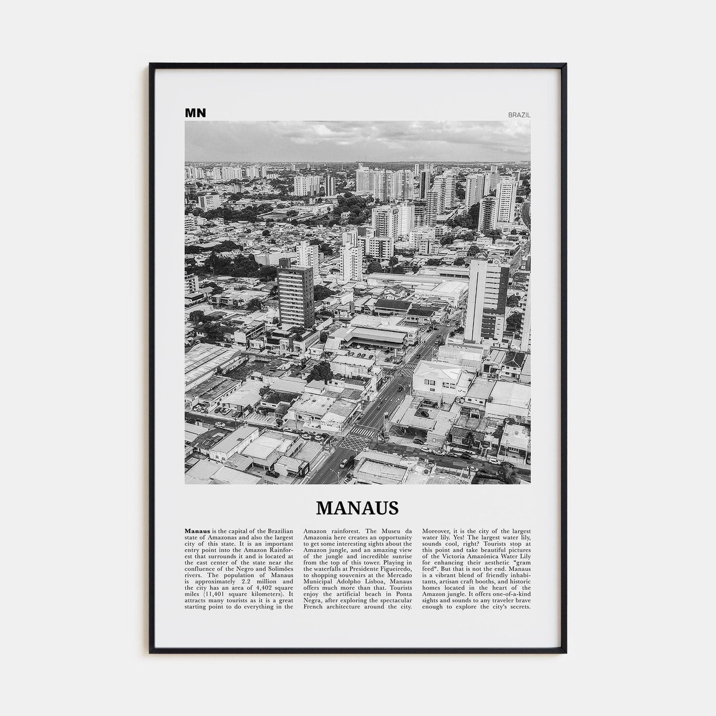 Manaus Poster None / 8x12 in Nbourhood Travel B&W Poster