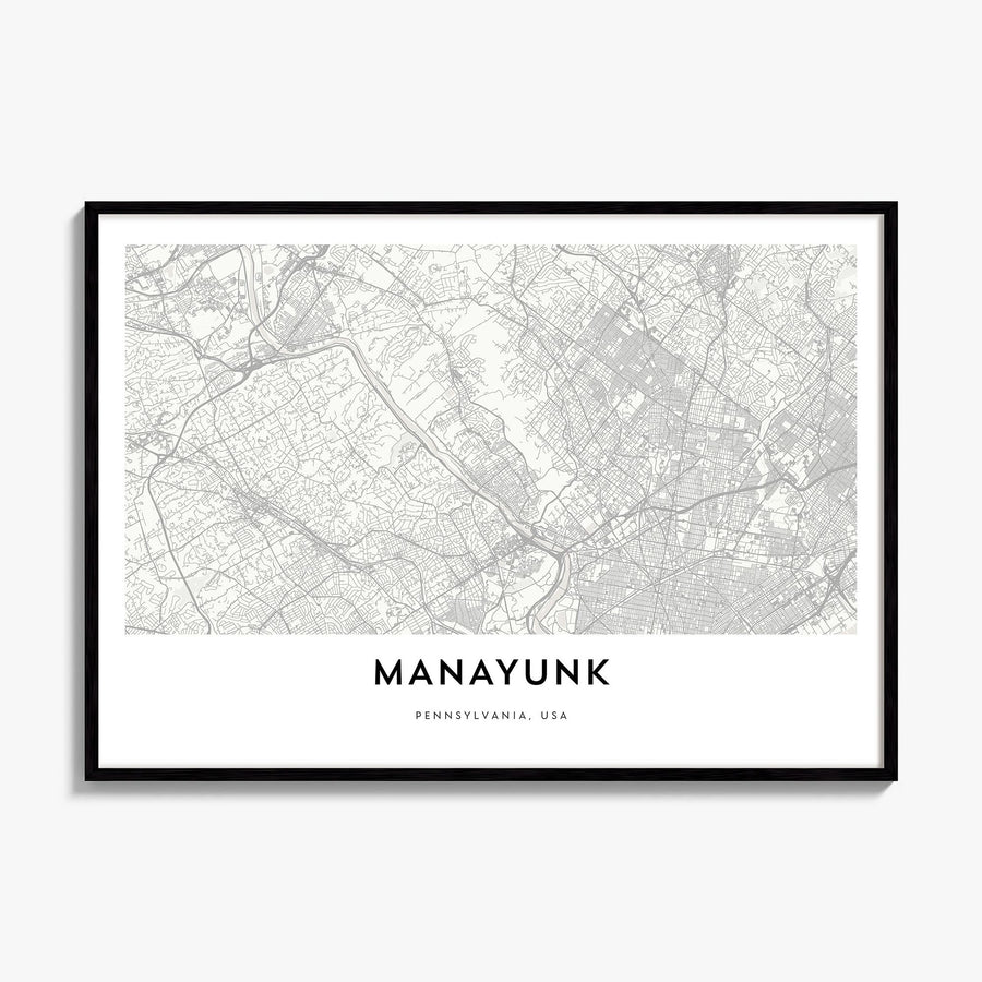 Manayunk Map Poster, framed poster mockup