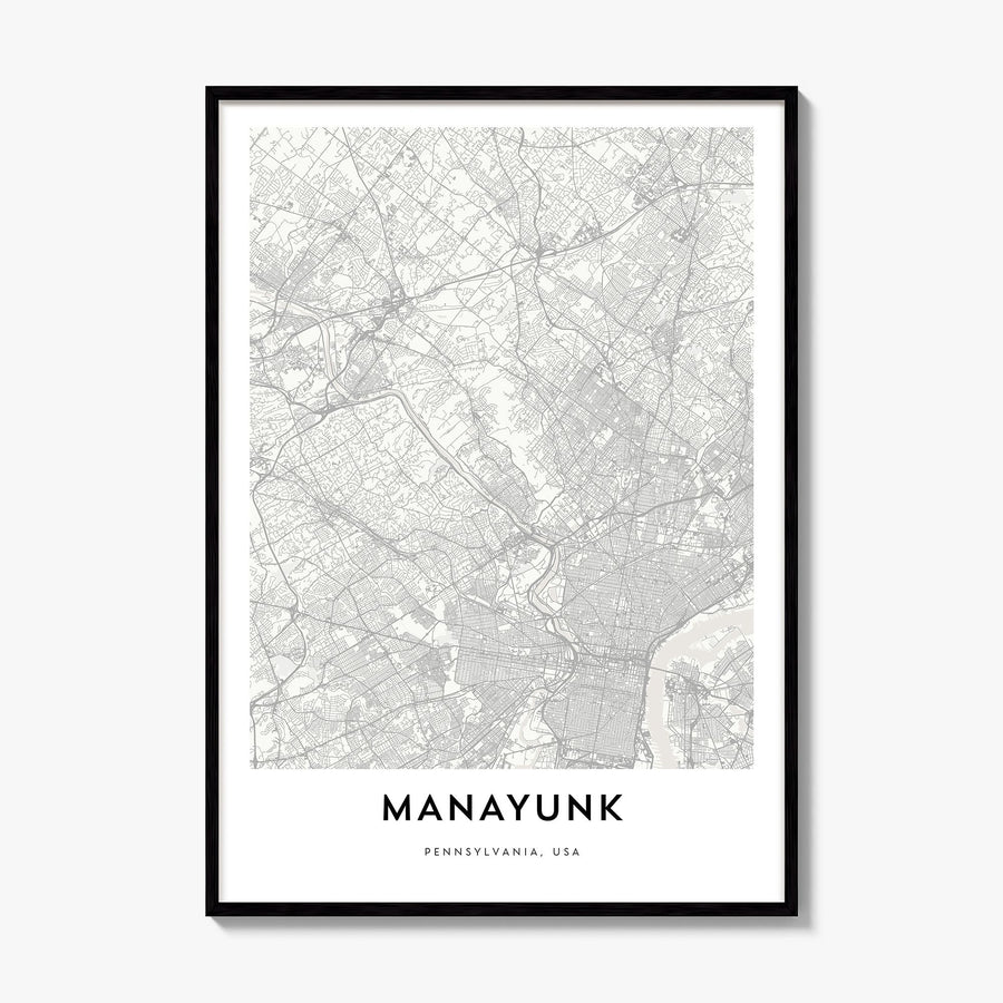 Manayunk Map Poster, framed poster mockup