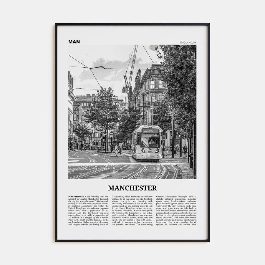 Manchester, England No 1 Poster None / 8x12 in Nbourhood Travel B&W Poster