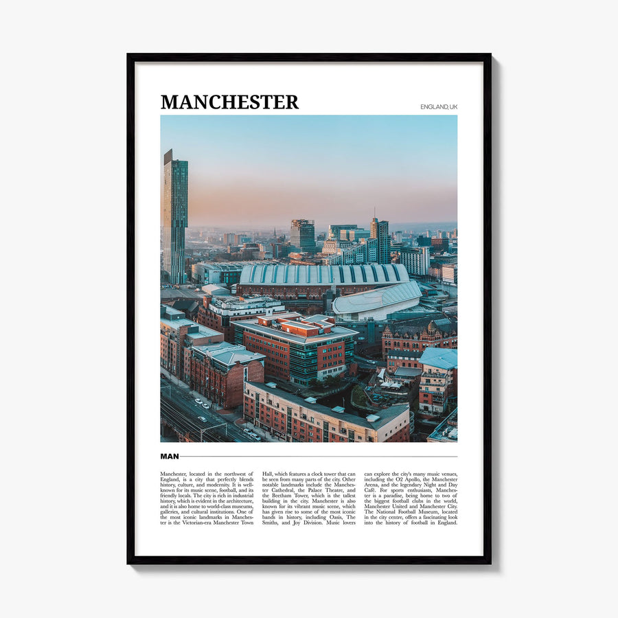 Manchester, England Travel Poster, framed poster mockup