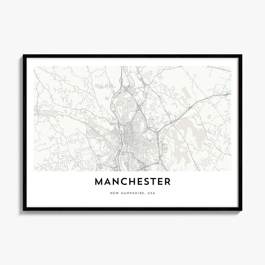 Manchester, New Hampshire Map Poster, framed poster mockup