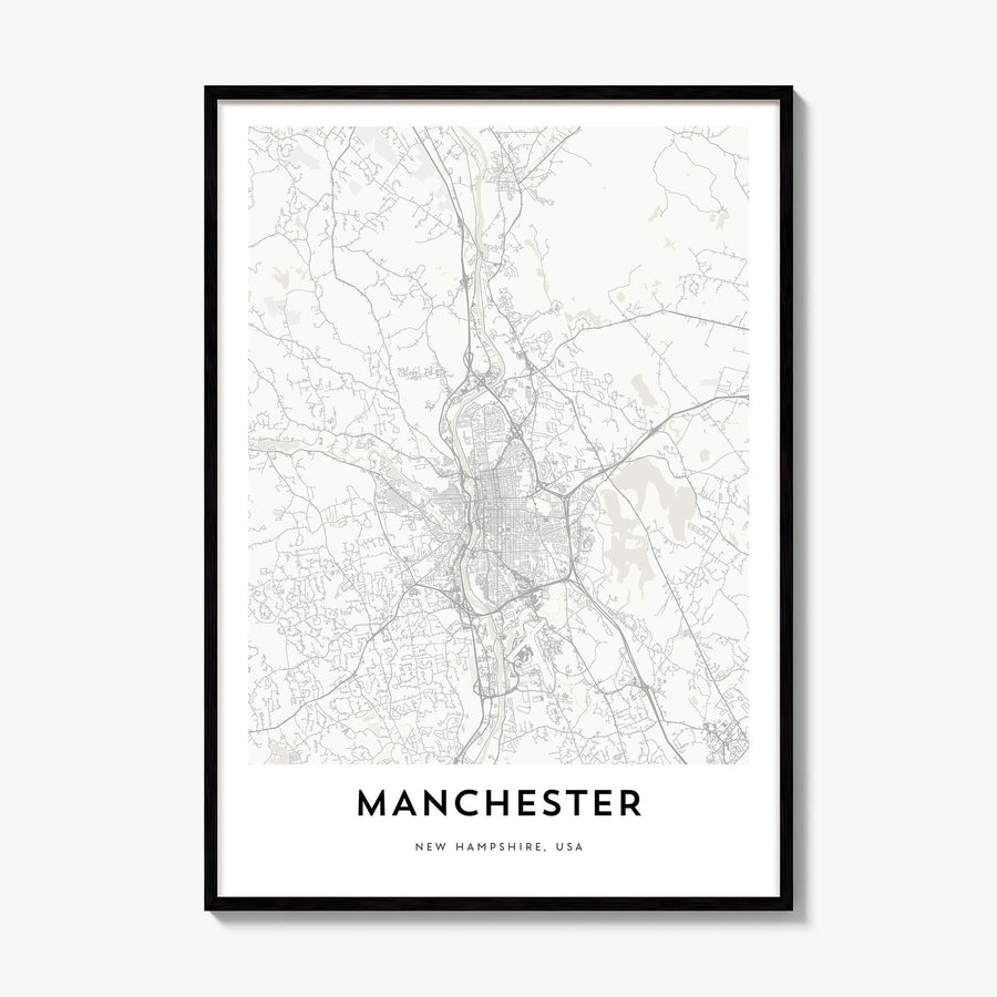 Manchester, New Hampshire Map Poster, framed poster mockup