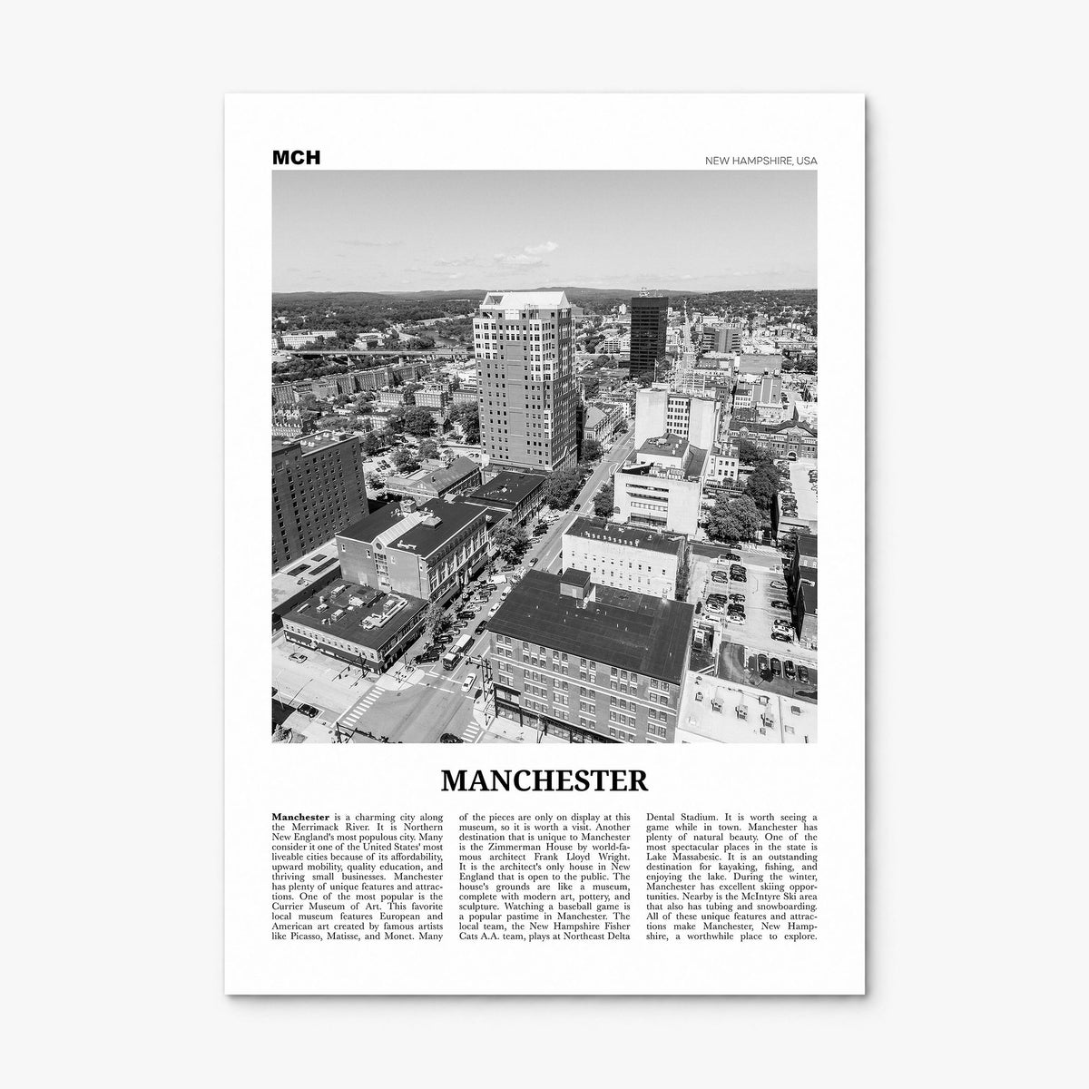 Manchester, New Hampshire Newspaper Poster, print only (unframed)