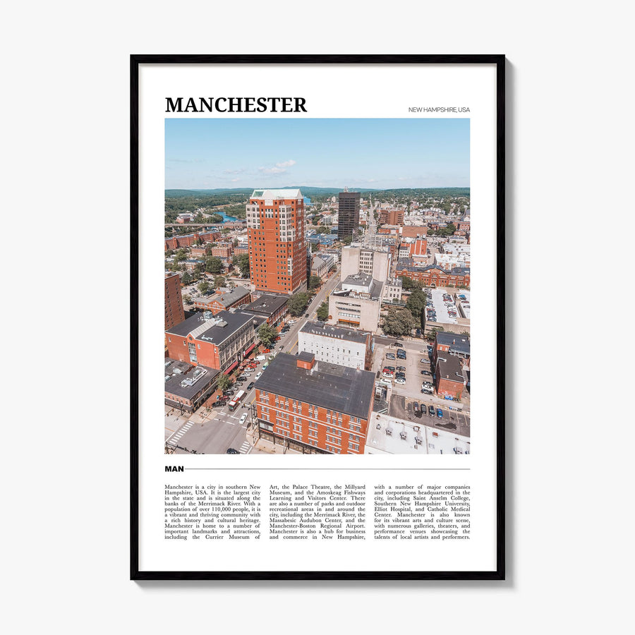 Manchester, New Hampshire Travel Poster, framed poster mockup