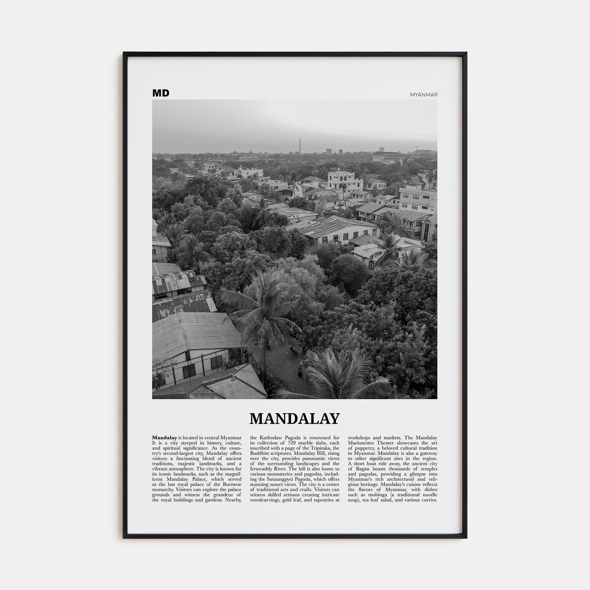 Mandalay Poster None / 8x12 in Nbourhood Travel B&W Poster