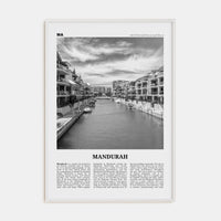 Mandurah Poster White Wood / 8x12 in Nbourhood Travel B&W Poster