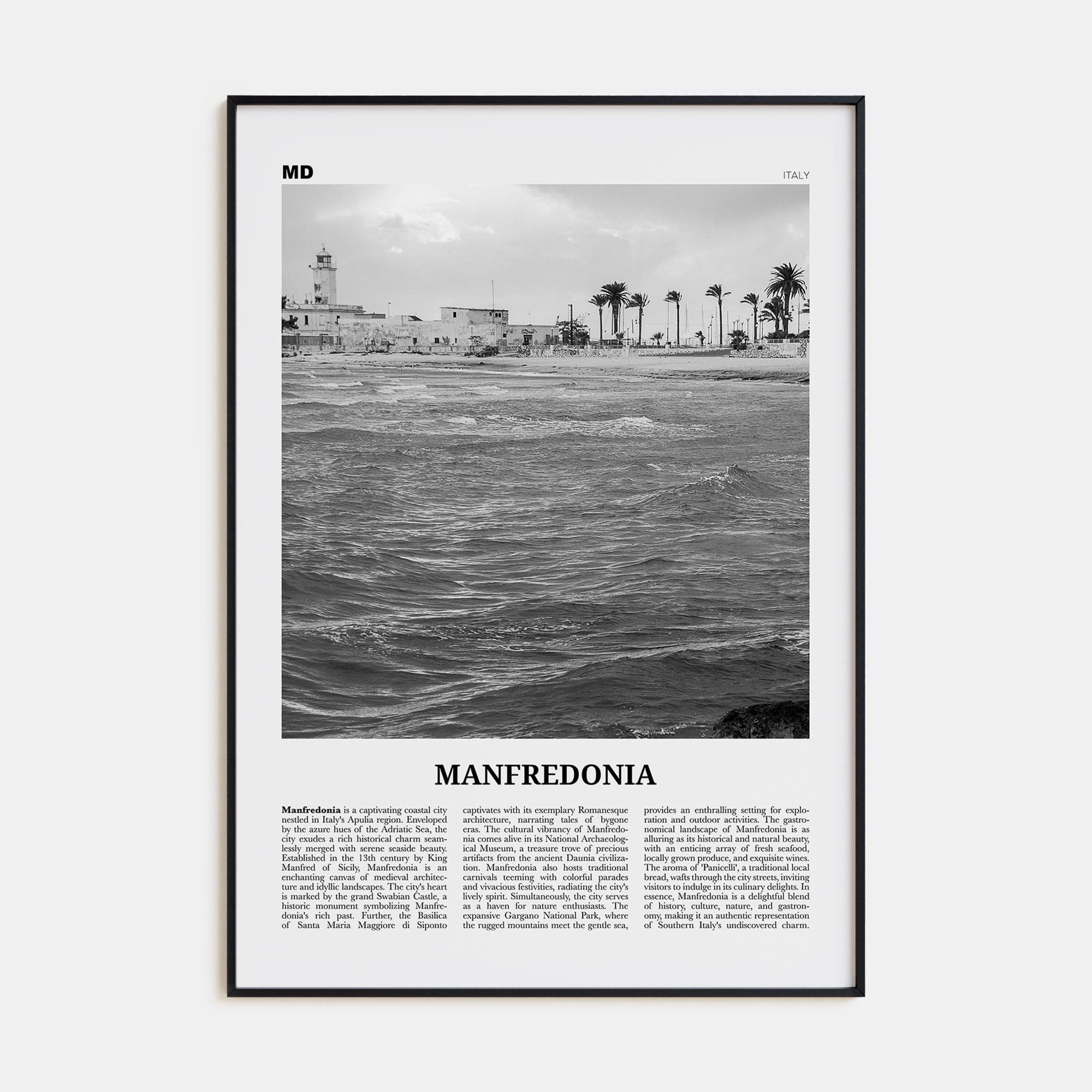 Manfredonia Poster None / 8x12 in Nbourhood Travel B&W Poster