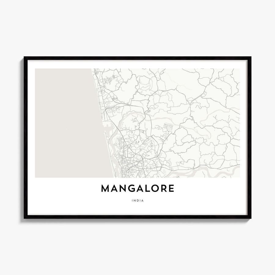Mangalore Map Poster, framed poster mockup