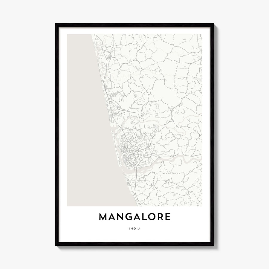 Mangalore Map Poster, framed poster mockup