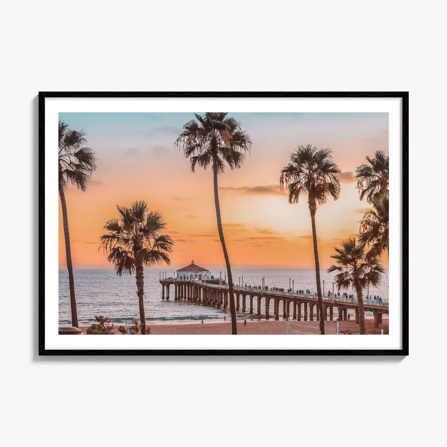 Manhattan Beach Photo Poster, framed poster mockup, white border