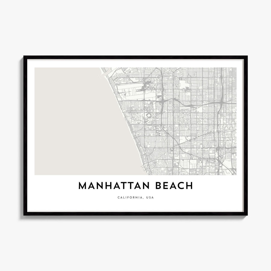 Manhattan Beach Map Poster, framed poster mockup