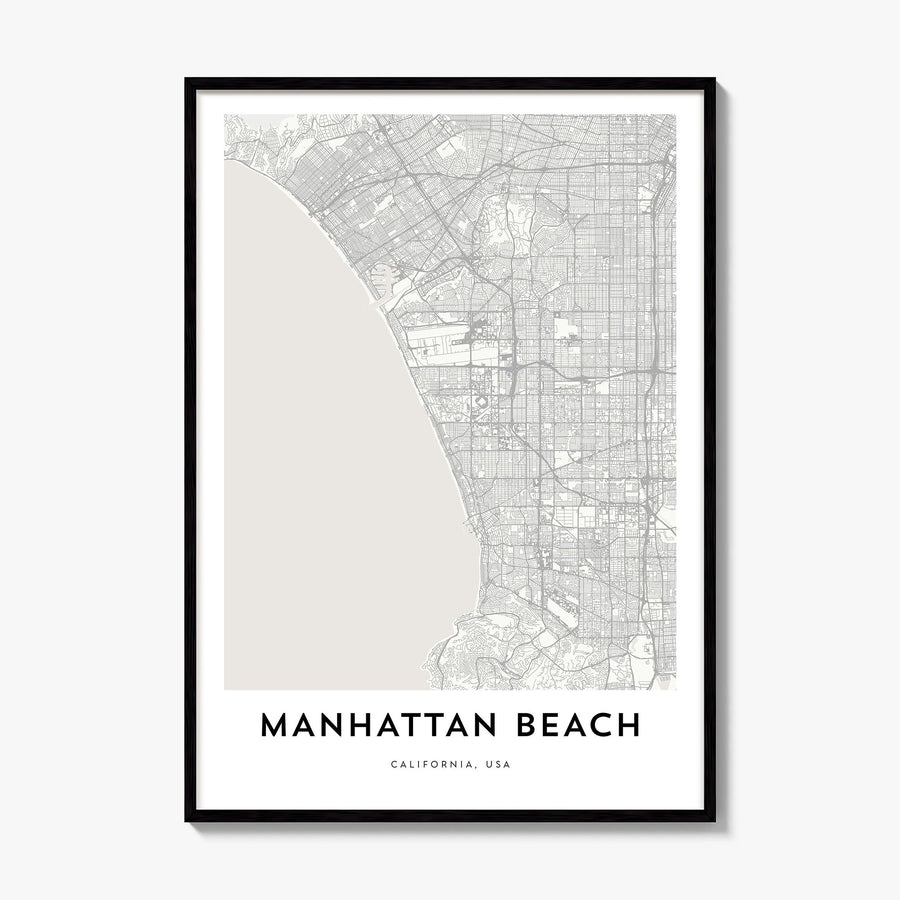 Manhattan Beach Map Poster, framed poster mockup