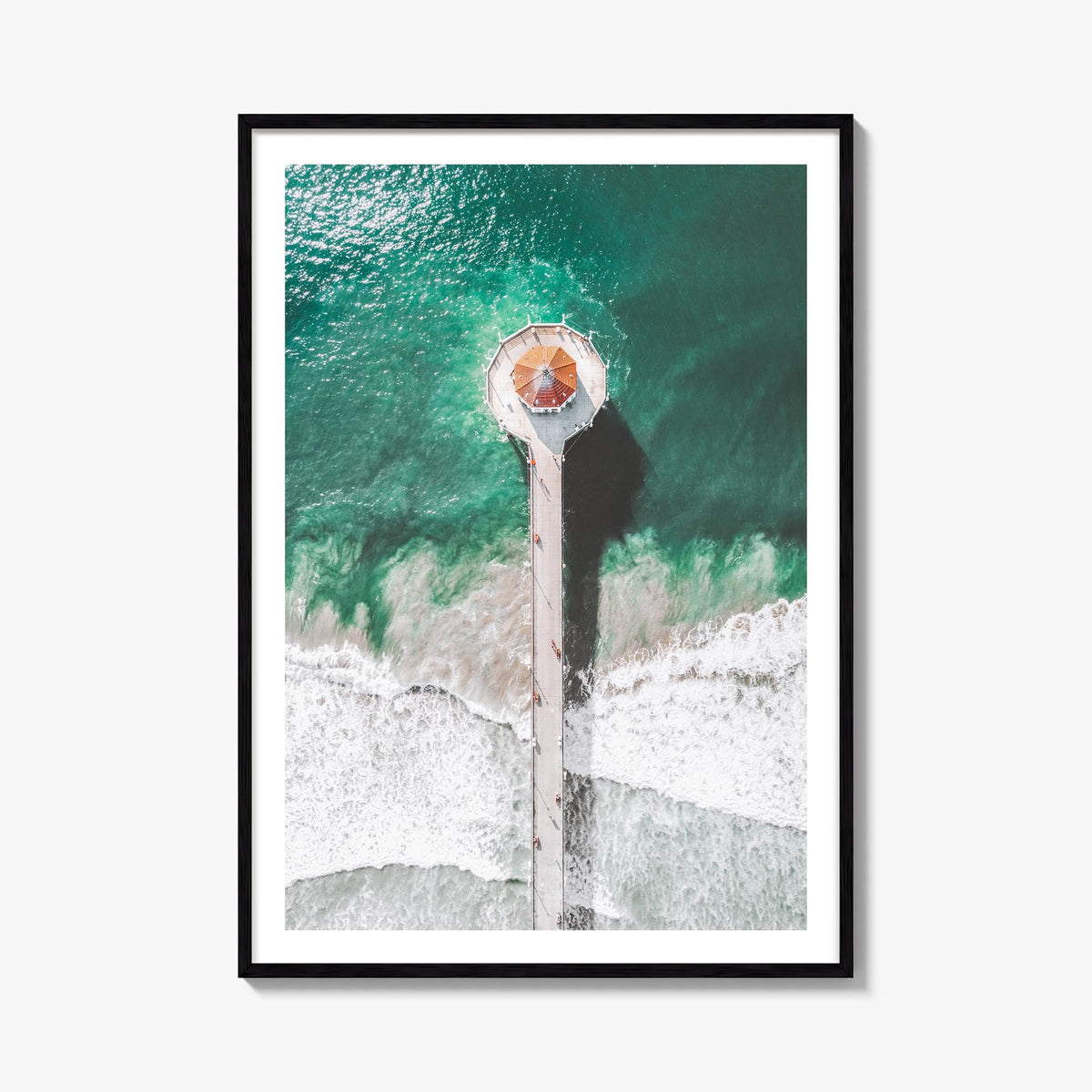 Manhattan Beach no. 3 colorful photo poster of California, USA – vertical wall art, unframed print shown in interior mockup