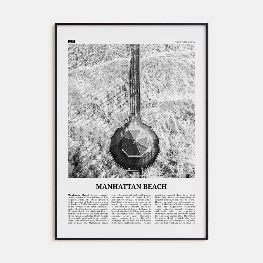 Manhattan Beach Poster None / 8x12 in Nbourhood Travel B&W Poster