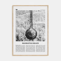 Manhattan Beach Poster Natural Wood / 8x12 in Nbourhood Travel B&W Poster