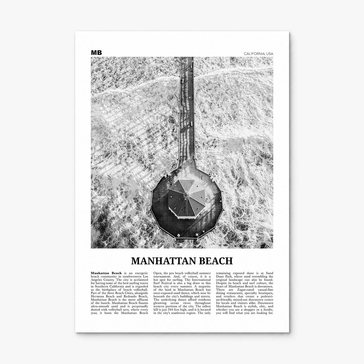 Manhattan Beach Newspaper Poster, print only (unframed)