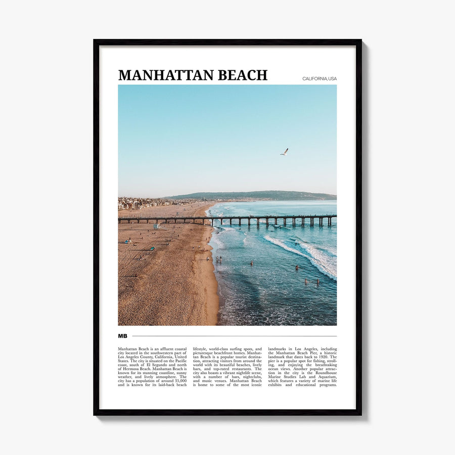 Manhattan Beach Travel Poster, framed poster mockup