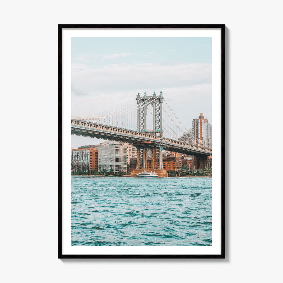 Manhattan Bridge Photo No 2 Poster, framed poster mockup, white border
