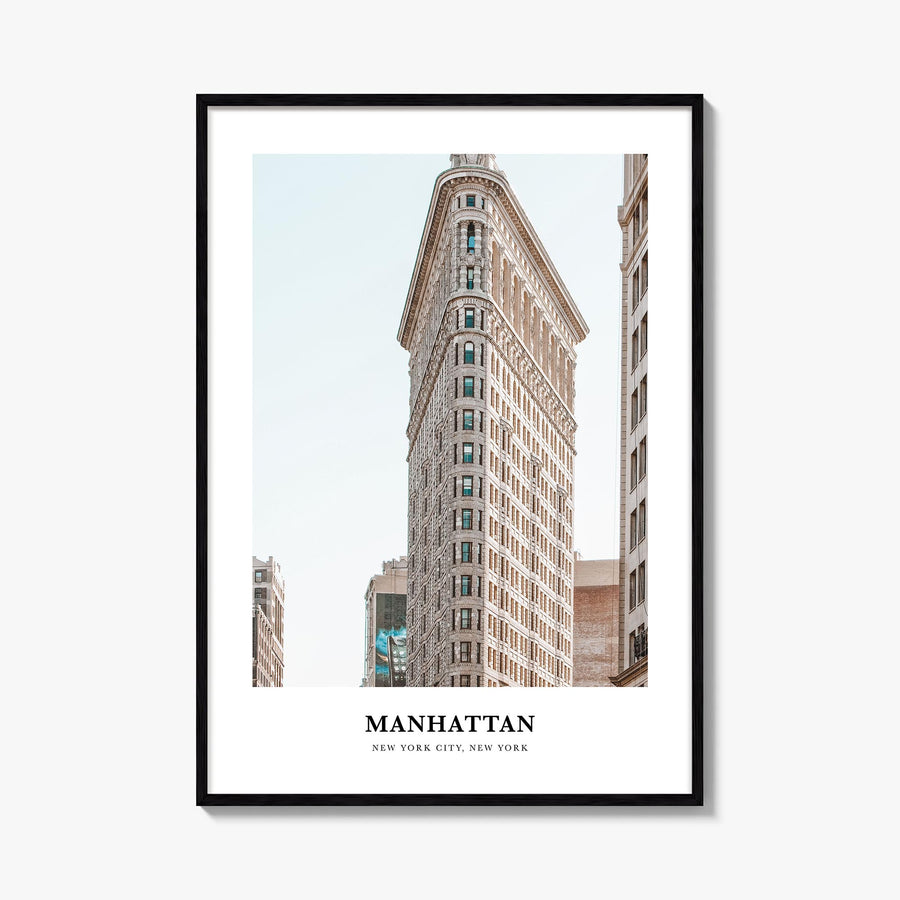 Manhattan colorful classic poster of New York City, New York – vertical wall art, unframed print shown in interior mockup