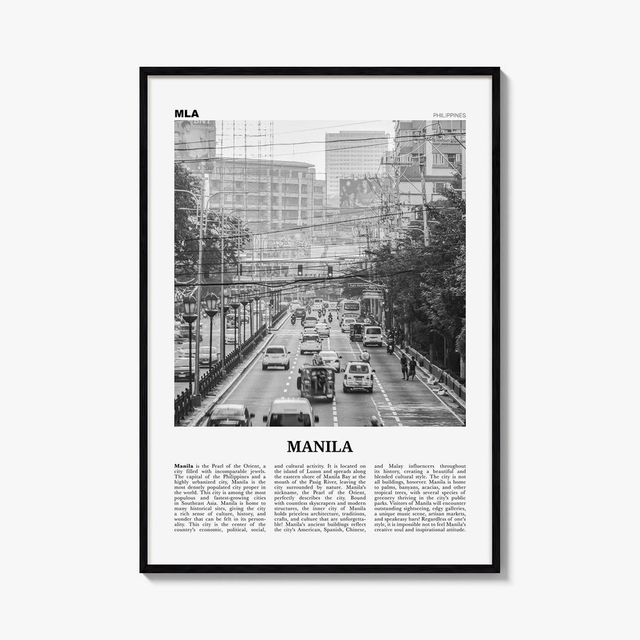 Manila no. 1 black & white newspaper poster of Philippines – vertical wall art, unframed print shown in interior mockup