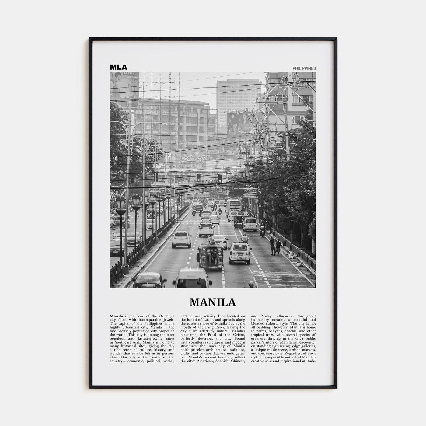 Manila No 1 Poster None / 8x12 in Nbourhood Travel B&W Poster