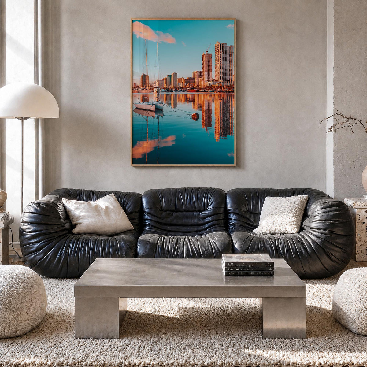 Manila no. 2 colorful photo poster of Philippines – vertical wall art in natural wood frame, hanging on wall