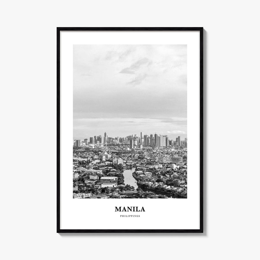 Manila no. 3 black & white classic poster of Philippines – vertical wall art, unframed print shown in interior mockup