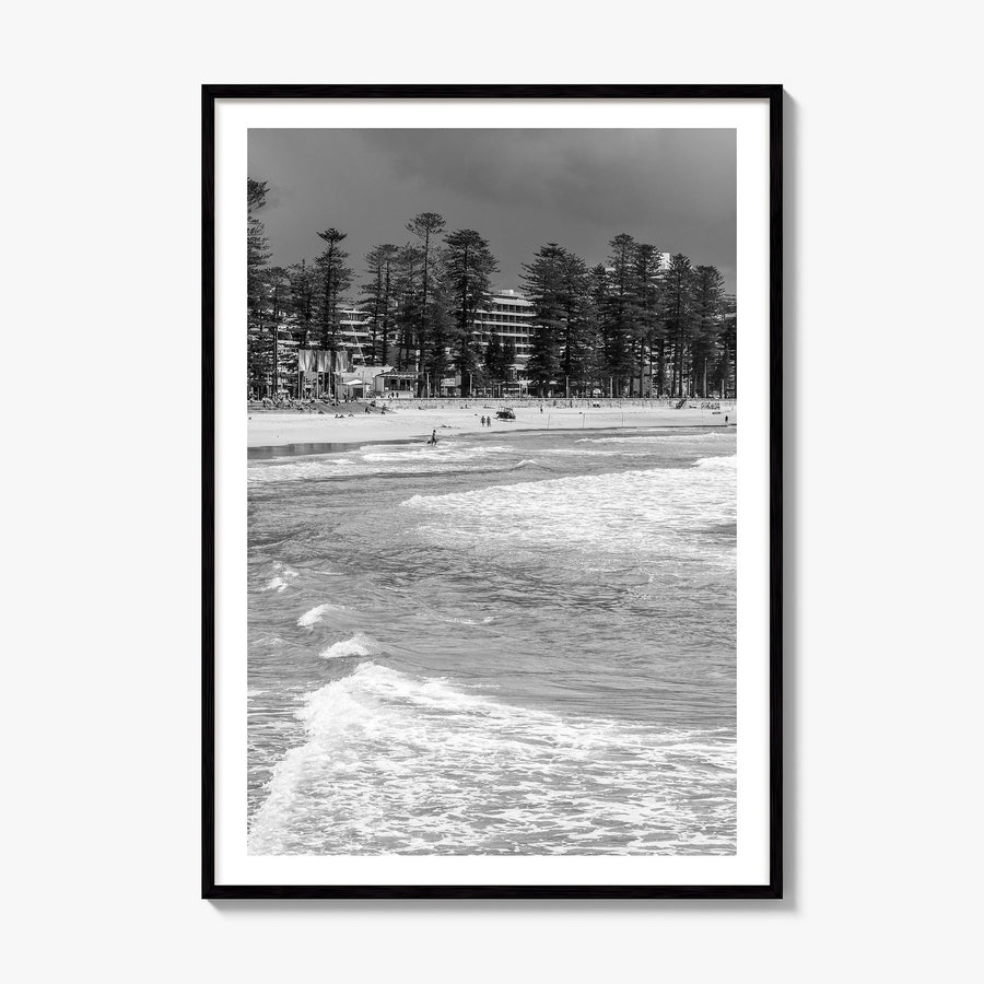 Manly Beach Photo Poster, framed poster mockup, white border