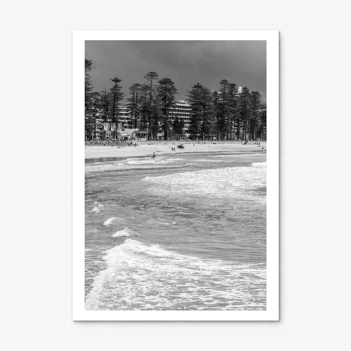 Manly Beach Photo Poster, print only (unframed), white border
