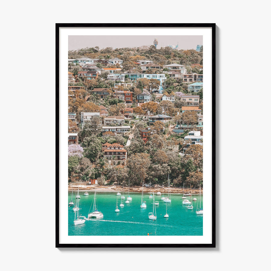 Manly Beach Photo Poster, framed poster mockup, white border