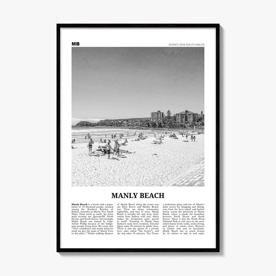 Manly Beach Newspaper Poster, framed poster mockup