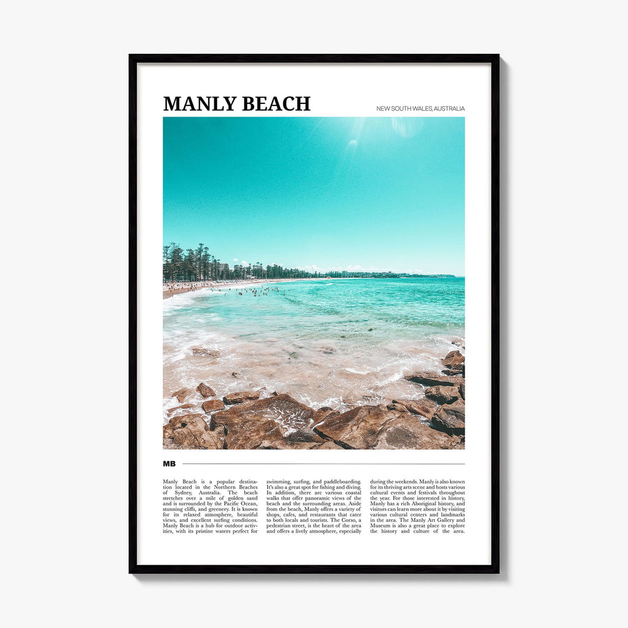 Manly Beach Travel Poster, framed poster mockup
