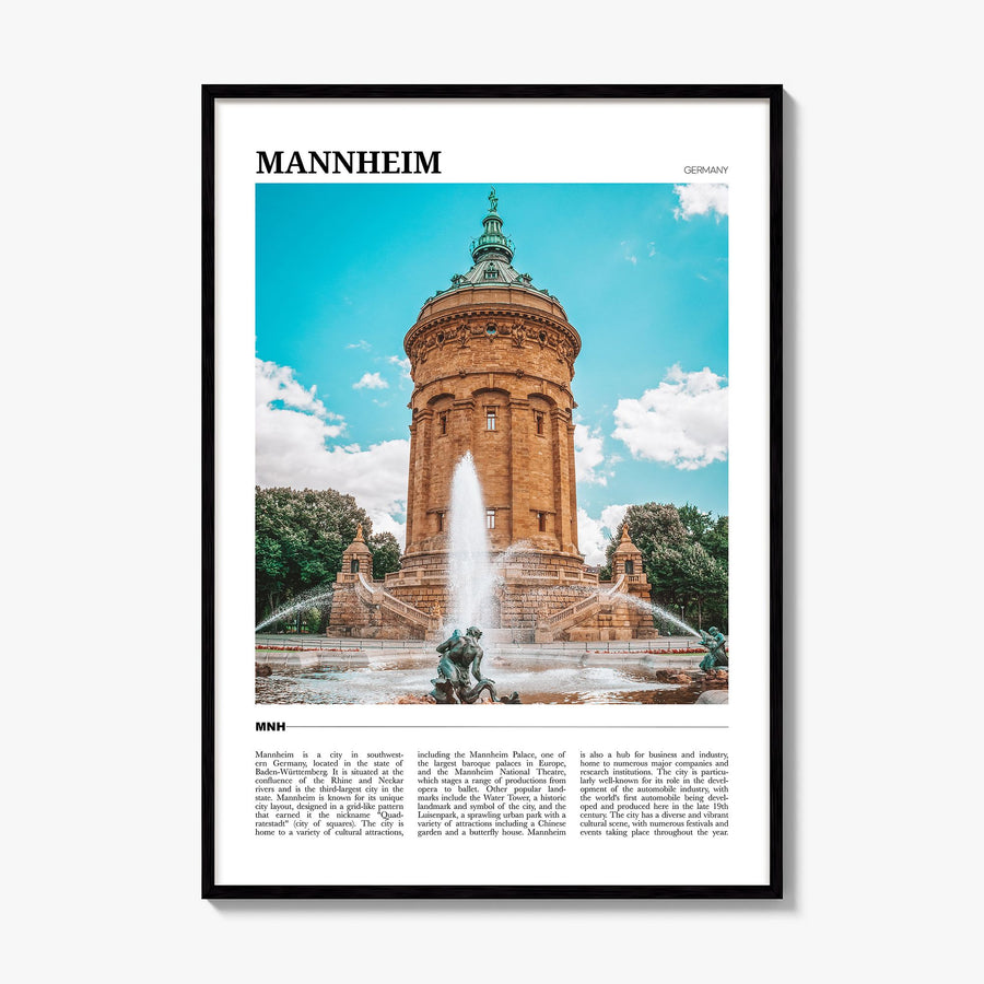 Mannheim Travel Poster, framed poster mockup