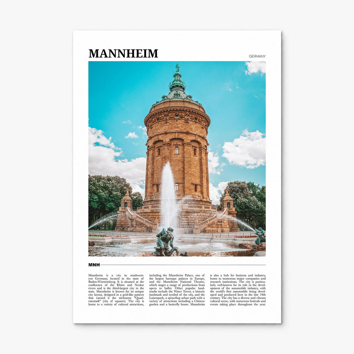 Mannheim Travel Poster, print only (unframed)