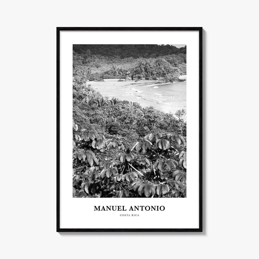 Manuel Antonio National Park black & white classic poster of Costa Rica – vertical wall art, unframed print shown in interior