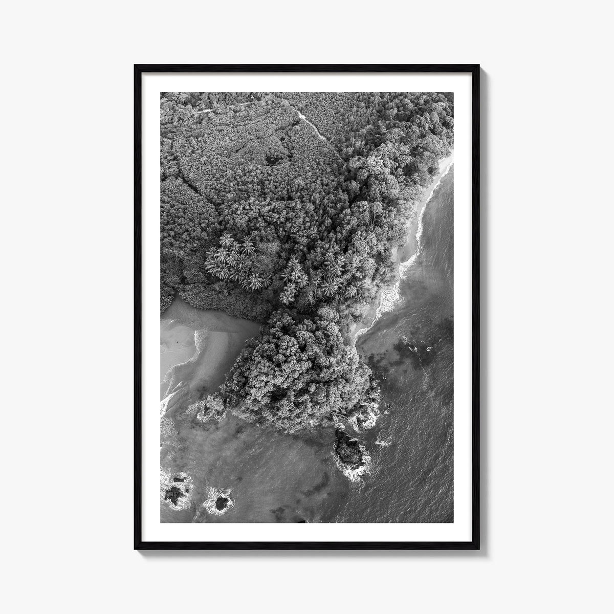 Manuel Antonio National Park black & white photo poster of Costa Rica – vertical wall art, unframed print shown in interior m