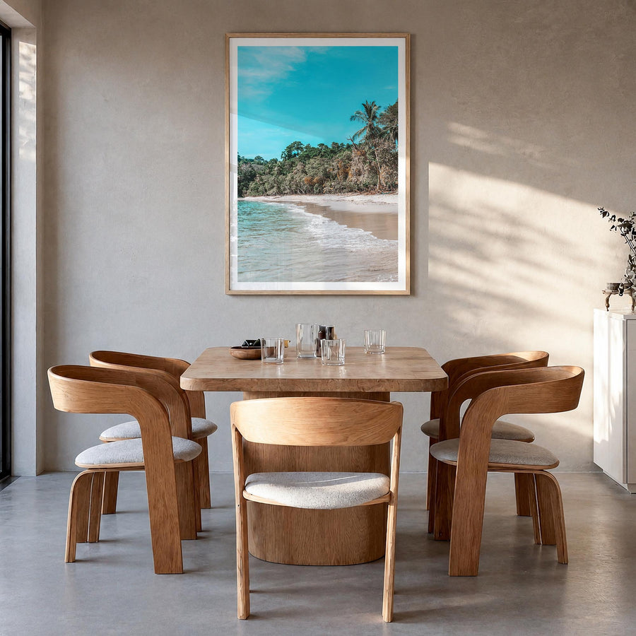 Manuel Antonio National Park colorful photo poster of Costa Rica – vertical wall art in natural wood frame with white border,