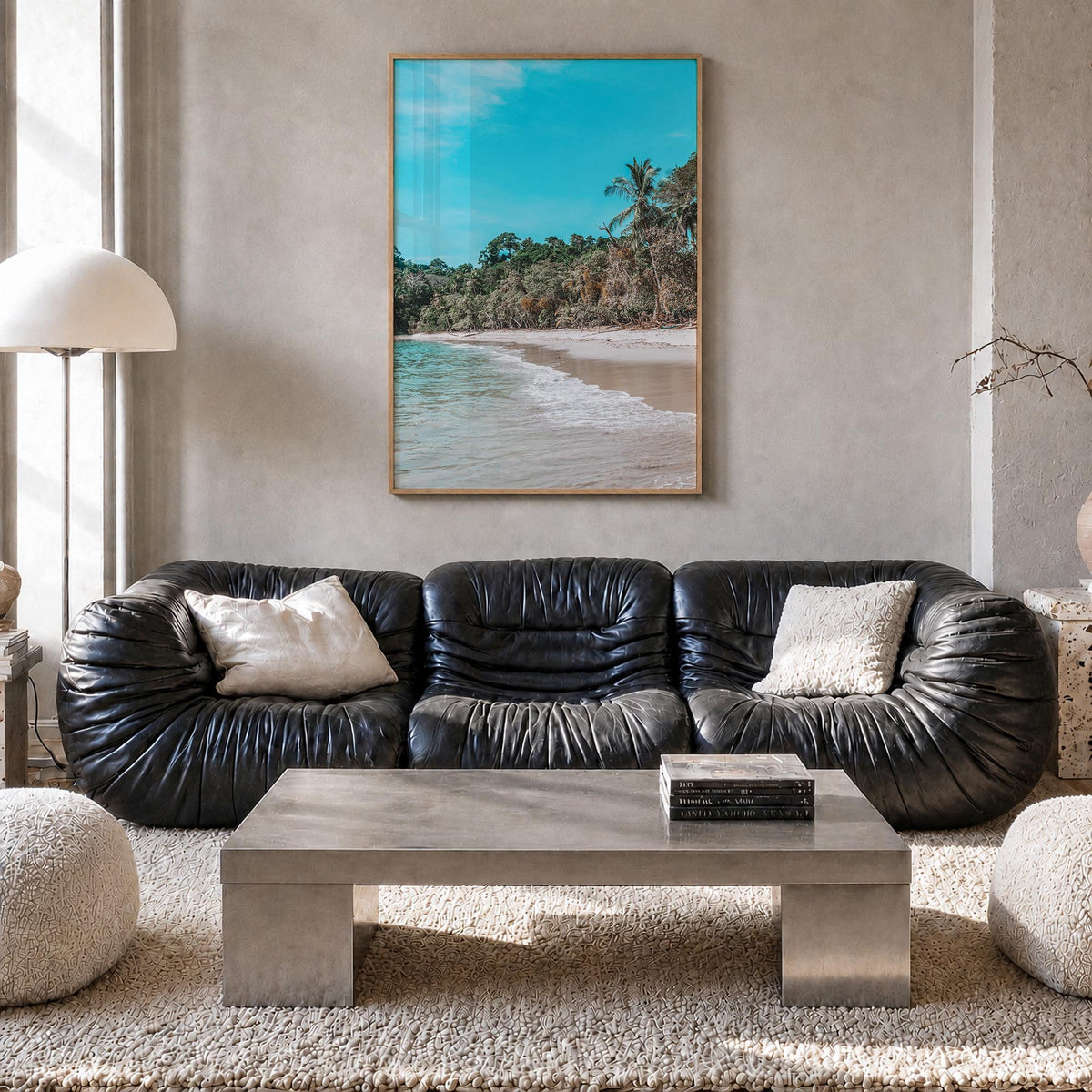 Manuel Antonio National Park colorful photo poster of Costa Rica – vertical wall art in natural wood frame, hanging on wall