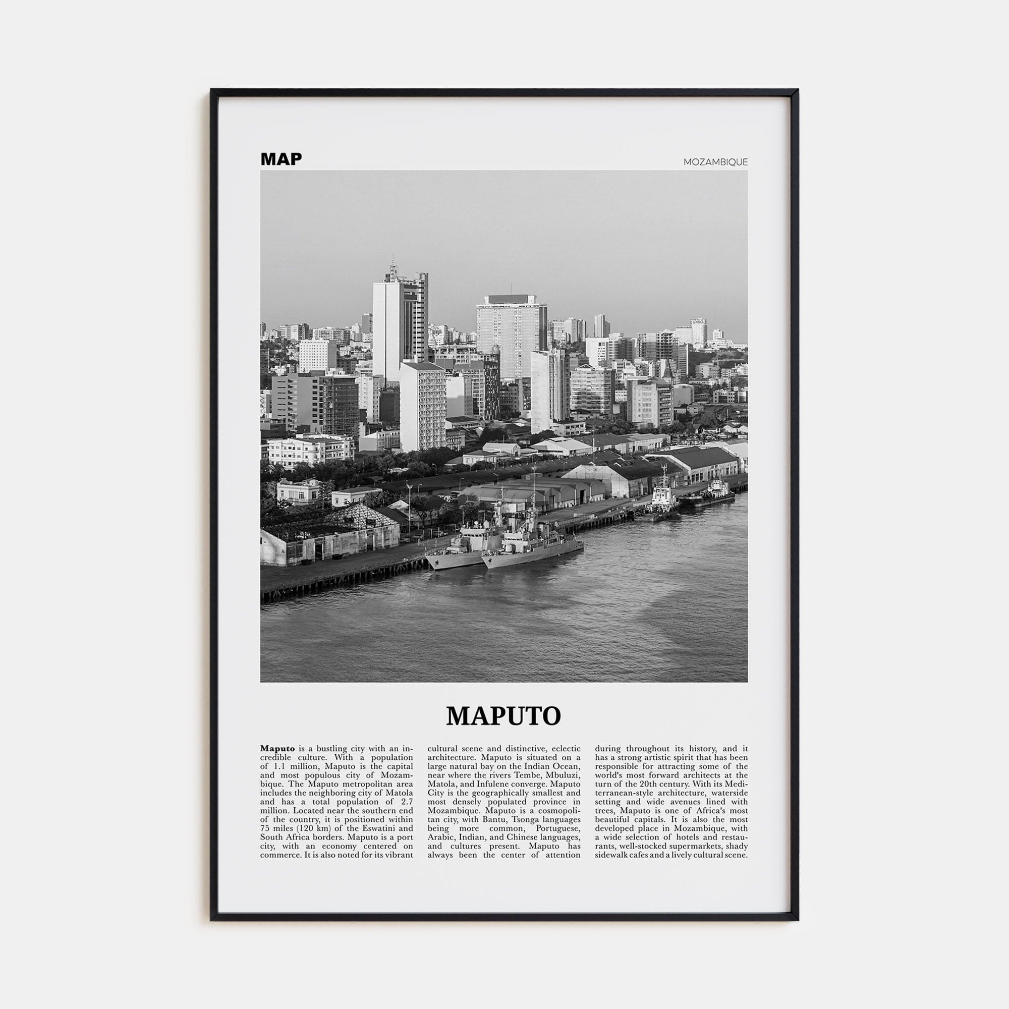 Maputo Poster None / 8x12 in Nbourhood Travel B&W Poster