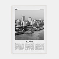 Maputo Poster White Wood / 8x12 in Nbourhood Travel B&W Poster